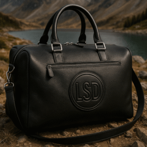 Black Classic Duffle Carry on, Leather Travel Bag