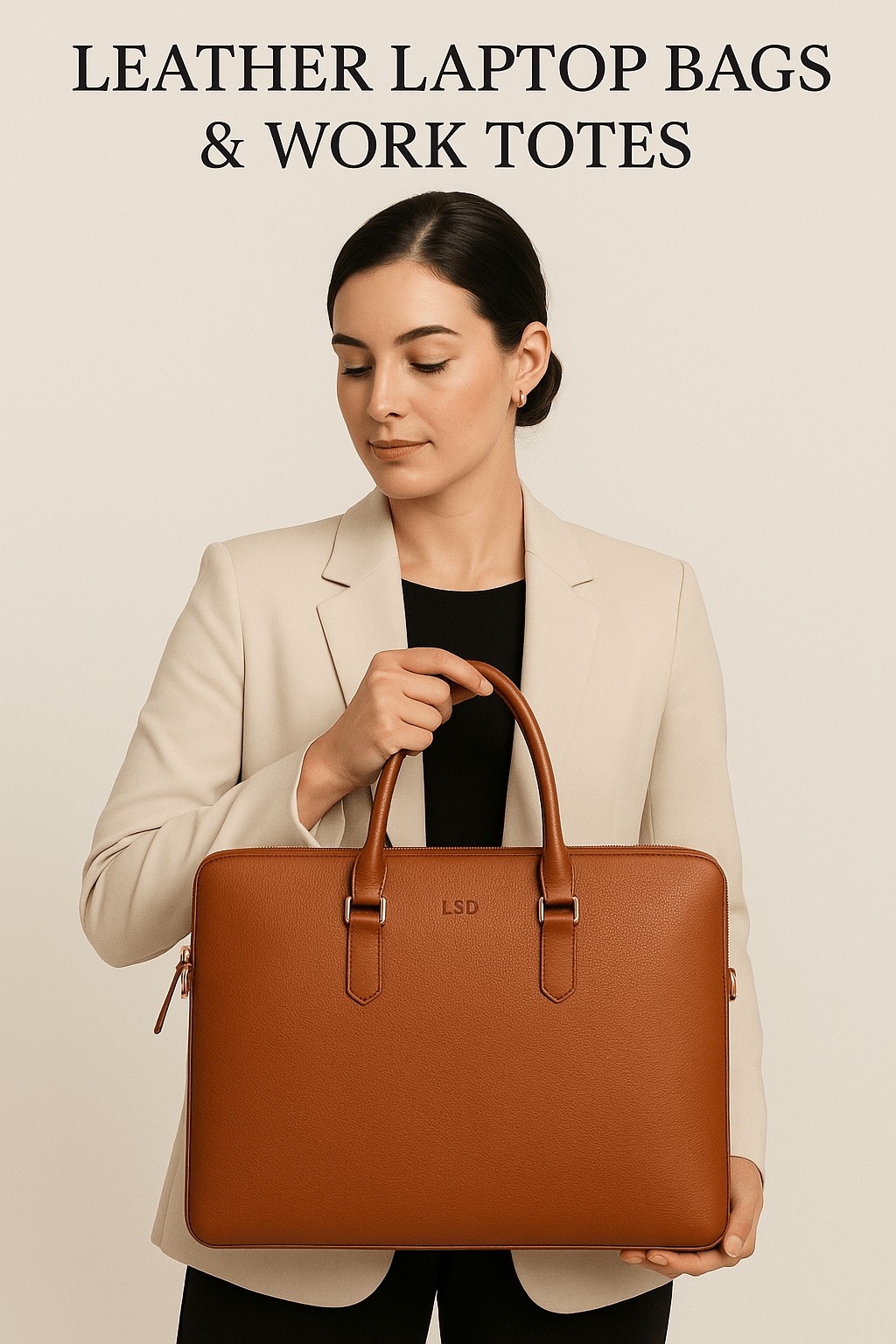 Crossbody Leather Laptop Bag for Women
