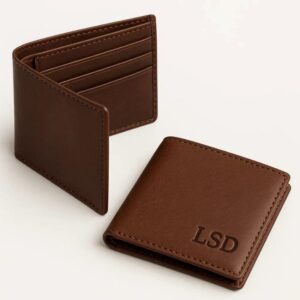 Mens Leather Trifold Wallet – Slim Brown Wallet with Card Slots