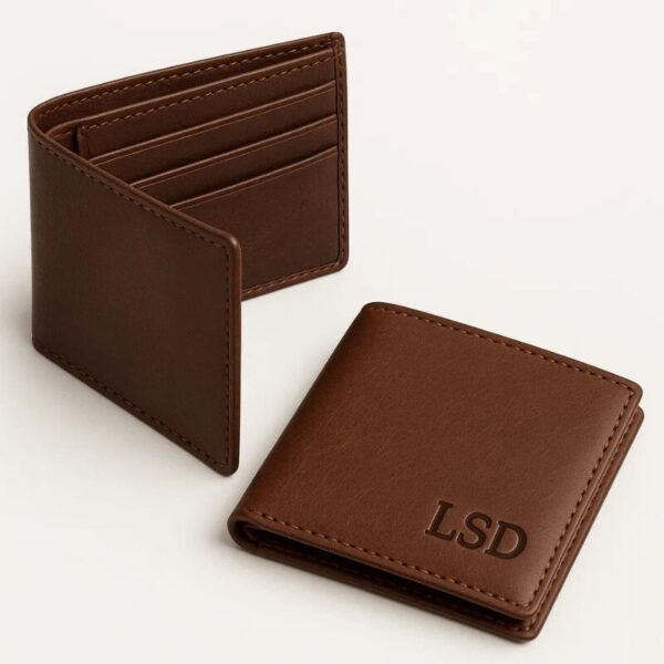 Mens Leather Trifold Wallet – Slim Brown Wallet with Card Slots