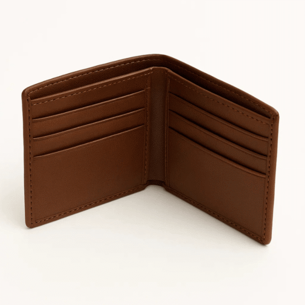 Mens Leather Trifold Wallet – Slim Brown Wallet with Card Slots - Image 2