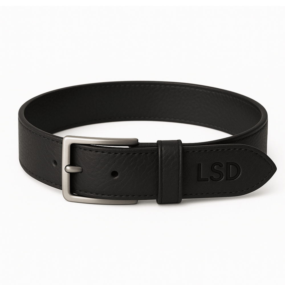 premium black leather belt for men