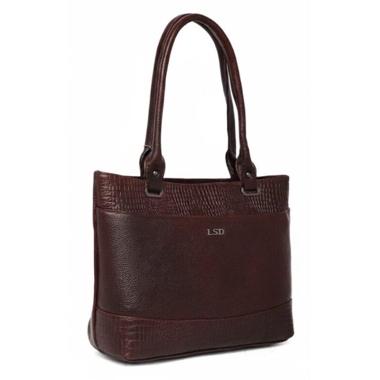 High-quality leather tote bag for women in brown color
