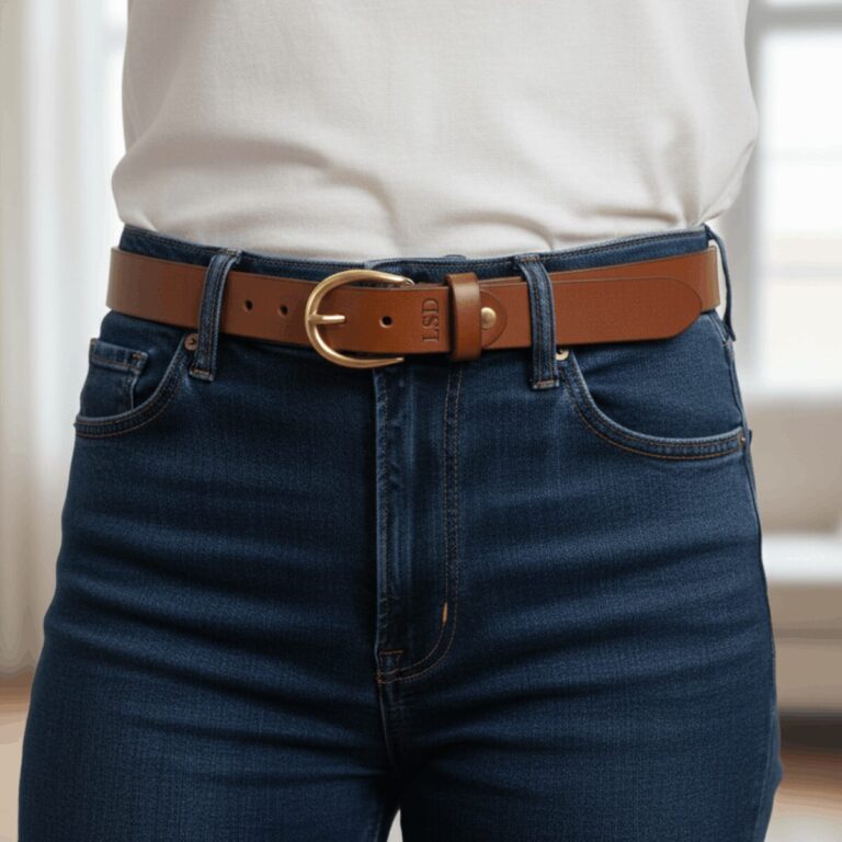 Premium brown leather belt for women stylish fashion accessory in USA