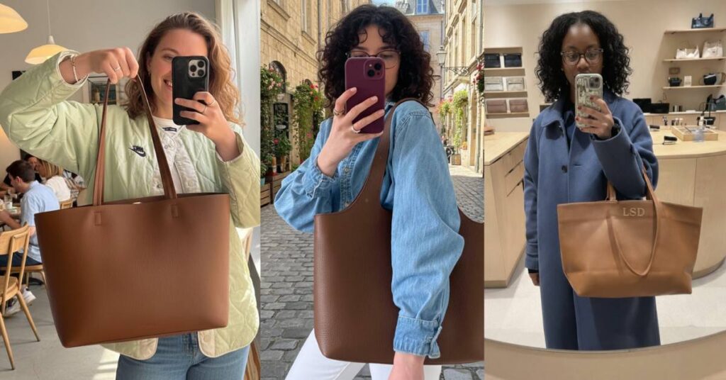 Luxury women’s corporate leather bag for office use in New York City, showcasing premium brown leather work tote for professionals in 2026