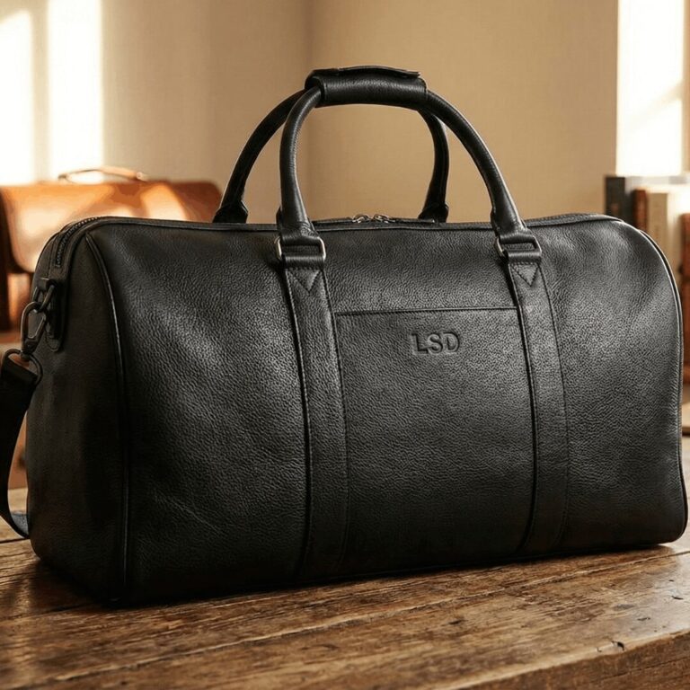 top premium leather travel duffle bags in USA, get 20% off order now black leather duffle bag
